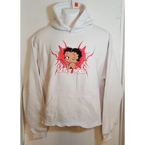 Betty Boop "Biker Betty Motorcycle Club" White Hoodie Womens XL
